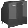 Vicco Mobile cucina sottotetto R-Line, Antracite lucido, 80 cm con 2 porte, carcassa 60 cm profondità, per la libera combinazione all'interno di sistemi cucina modulari