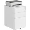 Vinsetto Cassettiera da Ufficio 3 Cassetti e Serratura, Cassettiera per Scrivania con Rotelle in Acciaio, 39x48x59 cm, Bianco