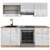 Vicco Cucina componibile R-Line, Bianco lucido/oro power oak, 200 cm, PL Rovere, adatto per l'espansione personalizzata tramite moduli aggiuntivi
