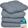 Beautissu Lisa Set di 4 Cuscini da Sedia - 40x40x8 cm - Cuscino di Seduta per sedie di Casa e Giardino, Imbottitura Comoda e Spessa - Grigio