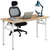 DlandHome Scrivania Casa e Ufficio, Pieghevole Salvaspazio 120 x 60cm, Tavolo da Lavoro o Studio per Computer o Laptop, Compatto e Robusto, Carico 136kg Max, Teak Bianca