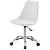 [en.casa] Sedia Girevole da Ufficio con Schienale e Cuscino Imbottito in Similpelle Seduta ad Altezza Regolabile 44-54 cm Sedia da Scrivania per Studio a 5 Rotelle - Bianco