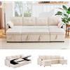 Bladez Divano letto a forma di L con portabevande intercambiabile Chaise Longue moderno soggiorno divano in lino di cotone (beige, 4 posti)