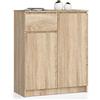 AKORD Cassettiera K80 con 2 ante e 1 cassetto | Mobiletti Ingresso Bagno | Armadio Cameretta | Comodino | Design moderno | L80 x H99 x P40 cm, peso 34 kg | Rovere Sonoma
