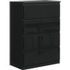 meble masztalerz Cassettiera Camera da Letto con 4 Cassetti - Credenza Soggiorno - Moderna Comò - Cassettiera Alta - Mobiletto con Cassetti - Nero con Frontale Lucido 70 x 39 x 102 cm