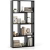 COSTWAY Libreria Geometrica a 4 Ripiani, Organizzatore Moderno con 8 Cubi, Mensola Espositiva a Pavimento, Mobile di Stoccaggio in Legno per Soggiorno Camera da Letto Studio, 60x20x120 cm (Nero)