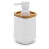 Inbagno Dispenser Sapone Bianco 400 ml, ABS e bambù Naturale, Linea Wave (Dispenser)