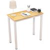 DlandHome - Scrivania/postazione per computer piccola, 80 x 40 cm, in legno composito resistente e stabile, per casa e ufficio, in teak con gambe bianche