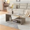 [en.casa] Tavolino Centrale da Salotto con 3 Piani di Appoggio Tavolo Basso da Caffè Divano Design Moderno per Soggiorno 90 x 50 x 41 cm - Effetto Cemento Chiaro