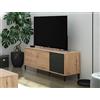 CAESAROO Mobile soggiorno porta Tv 130 cm Rovere nordico e Grigio antracite con 2 ante e 2 cassetti - Rovere e Grigio