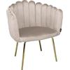 SAMIRA Poltrona conchiglia in velluto poltroncina vintage mod. Perla (1, Tortora)