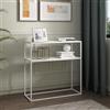 [en.casa] Tavolo a Consolle in Metallo Mobile da Ingresso Corridoio 80 x 80 x 30 cm Consolle Stretto con 2 Piani di Appoggio - Bianco