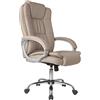 VS Venta-stock Sedia direzionale da Ufficio Confort 2, Regolabile, in Pelle Sintetica, Taupe