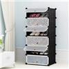 THINFAR Scaffale Cubi Armadio Armadio Armadio XXL, Scaffale di immagazzinaggio, Armadietto, Armadio in Plastica, Grande capacità (6 piani, Black)