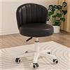 XUEGW Silla de escritorio, bonita silla de tocador giratoria sin brazos de cuero PU, cómodas sillas de oficina para computadora con altura ajustable para el dormitorio (confezione da 1, nero)