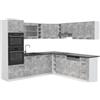 Vicco Cucina angolare completa R-Line, Calcestruzzo, 247 x 60 cm, PL Antracite, per disposizione flessibile ed espansione modulare