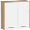 AKORD | Armadietto Bagno da Parete FIN W60 | 2 Ripiani e 2 Ante | 60 x 60 x 22,5 cm | Peso 18 kg | Mobiletto Sospeso | Pensile Mobile | Salvaspazio | Mobiletti a Muro | Rovere Sonoma|Bianco