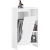 SoBuy Mobiletto Bagno Salvaspazio con Cesto Portabiancheria - Mobile Bagno Salvaspazio Armadietto Alto e Stretto con Anta a Ribalta e Ripiani Aperti, 86x50x30cm, Bianco BZR156-W