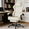 Soontrans Sedia da Gaming Massaggiante con Poggiatesta & Cuscino Lombare Massaggio, Sedia Gaming Ergonomica con Poggiapiedi, Sedia da Gamer, Pelle Sintetica, Regolabile in Altezza (Beige)