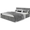 Muralo Letto Imbottito con Contenitore 120x200 cm - Grigio | Letto matrimoniale o singolo con rete a doghe e vano contenitore, rivestimento in velluto resistente, testiera trapuntata,