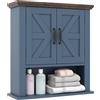 GIANTEX Armadio da parete per bagno, pensile con 2 ante e 1 scomparto aperto, stile fienile, mensola regolabile, 55 x 19 x 60 cm, organizer per cucina, ingresso, lavanderia