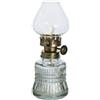Oberstdorfer Glashütte Lampada a olio, stile antico, lampada in vetro di petrolio in vetro trasparente soffiato a bocca bruciatore in ottone color per stoppino rotondo 3 mm altezza 14,5 cm Oberstdorfer Glashütte
