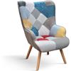 PAZZO DESIGN Poltrona Armando, Set Da 1, Multicolore, Poltrona Tessuto Per Relax, Lettura, Gambe Legno - id_2127