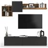 WHOUS Parete Attrezzata CHRONOS per Soggiorno, Mobile Porta TV, 2 Pensili a Cubo e Mensola per Salotto in Legno, 210x40 cm, Antracite Opaco e Rovere