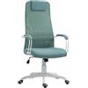 HOMCOM Sedia ergonomica per ufficio, sedia per ufficio, funzione di inclinazione, altezza del sedile regolabile, rotelle e sedile girevoli, tessuto traspirante effetto lino, portata 120 kg, verde
