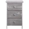 Rebecca Mobili Comodino decapato, cassettiera 3 cassetti, legno paulownia, shabby, bianco grigio, camera bagno - Misure: 54 x 35 x 30 cm (HxLxP) - Art. RE4302