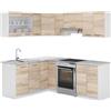 Vicco Cucina ad angolo Rick, Bianco/Sonoma, 210 x 60 cm, PL Marmo, per disposizione flessibile ed espansione personalizzata