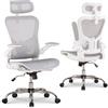 COMHOMA Sedia da ufficio ergonomica, da scrivania con poggiatesta regolabile, braccioli, supporto lombare, sedia da ufficio e da gioco, sedia direzionale in rete, 150 kg (bianco)