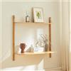 [en.casa] Scaffale da Parete con 2 Ripiani Regolabili in Altezza Mobile Espositore 85 x 85 x 25 cm per Cucina Soggiorno Camera da Letto - bambù Naturale