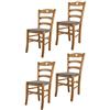 t m c s Tommychairs - Set 4 sedie modello Cuore per cucina bar e sala da pranzo, robusta struttura in Legno di faggio color rovere e seduta rivestita in tessuto colore capriolo