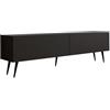 3E 3xE living.com Mobile TV: due ante, due ripiani, Colore: nero opaco, gambe nere, D: L: 170 cm, A: 52 cm, P : 32 cm,