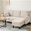 GYNGTLC Gambe in plastica, design modulare, ideale per soggiorno, appartamenti e uffici, divano ad angolo a L con chaise longue, divano a 3 posti, tessuto di lino di cotone traspirante (beige+foam+3