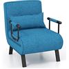 COSTWAY Poltrona Letto, 4 in 1 Poltroncina Pieghevole con Schienale Regolabile in 6 Posizioni, Sedile Imbottito Robusto, Divano Letto Singolo per Casa Ufficio, 79x65x79 cm (Blu)