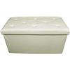 Russo Tessuti Panca Puff Pouf Diamante Contenitore Sgabello Pieghevole Ecopelle-Panna