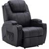 MCombo M MCommbo Poltrona relax elettrica Poltrona massaggiante Poltrona TV Funzione reclinabile Riscaldamento a vibrazione Nuovo modello 7061 (finta pelle, Nero)