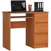 AKORD | Scrivania A-6 con Ripiano per Tastiera | Office Desk | 3 Cassetti a Destra | Scrittoio per Ufficio | Per Computer PC Laptop | 90x77x50 cm | 30 kg Ontano