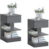 SoBuy Set 2 Comodini con cassetto e 2 ripiani 39x39x65 cm