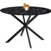 IDMarket - Tavolo da pranzo rotondo per 6 persone ALIX con gamba a ragno nera e piano ALASKA 110 cm effetto marmo nero