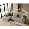 Galyar Divano Chic Modular Chaiselongue Moderno Schiuma Compressa Spedizione Scatola Senza Montaggio (Velluto Grigio Chiaro, Chaiselongue Destro)