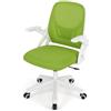 GIANTEX Sedia da scrivania ergonomica, sedia da ufficio girevole in rete con ruote, altezza regolabile e braccioli pieghevoli, seduta imbottita, supporto lombare, carico 150 kg (verde)