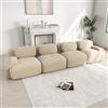 Trdlpyn Divano a 4 Posti in Velluto a Coste, Componibile Modulare Sofà con Braccioli Curvati e Rivestimento Altamente Elastico per Soggiorno e Camera da letto, Non Richiede Montaggio(Beige)