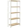 Brigros - Scaffale in Legno di Bambù con 5 Ripiani, Design Moderno Salvaspazio, Naturale e Bianco, per Bagno e Cucina