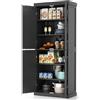 KOMFOTTEU Credenza Alta da Cucina 184.5 cm, Mobile Cucina Dispensa con 2 Ripiani Regolabili, Mobile Buffet con 2 Armadi con Ante, per Soggiorno, Sala da Pranzo, Bagno, 76 x 40 x 184,5 cm (Nero)