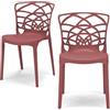 REDÒKASA Set 2 sedie in polipropilene ARMONIA, impilabile, resistente ai raggi UV, design moderno, ideale per sala da pranzo, cucina, sala d'attesa, bar, ristoranti o giardino (2, Mattone)