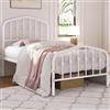 Yaheetech Struttura Letto Singolo in Metallo con Testiera e Pediera 90 x 200 cm Bianco Facile Montaggio Altezza 32 cm Moderno