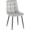 CLP Sedia da pranzo imbottita Antibes, sedia da cucina in velluto con schienale e struttura in metallo nero, portata 150 kg Colore:grigio